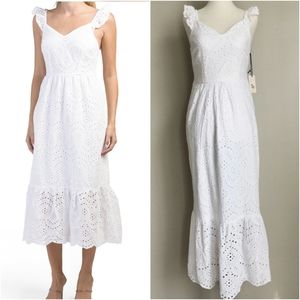 White Eyelet Lace Ruffle Long Flowy Dress - Sincerely Jules LF Revolve